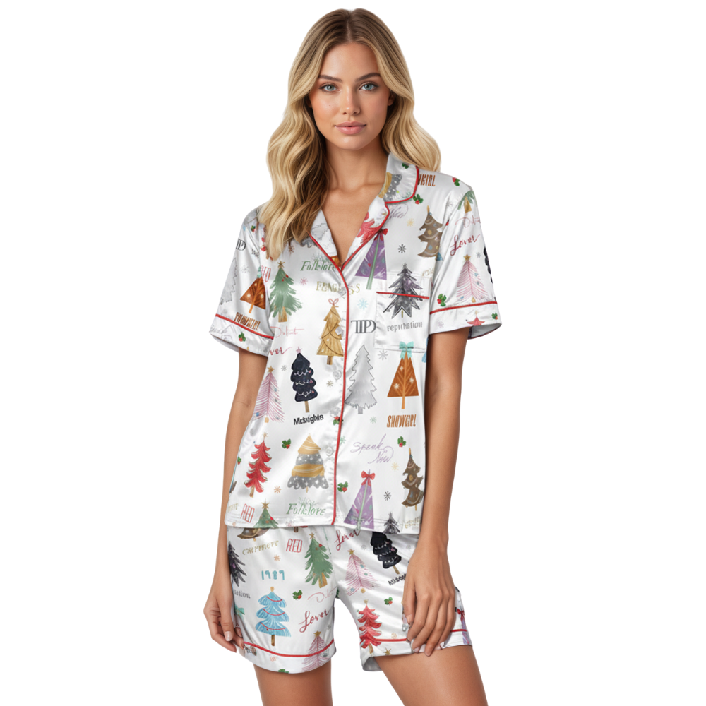 Taylor Swift Album Inspired Eras Christmas Satin Pajama Set