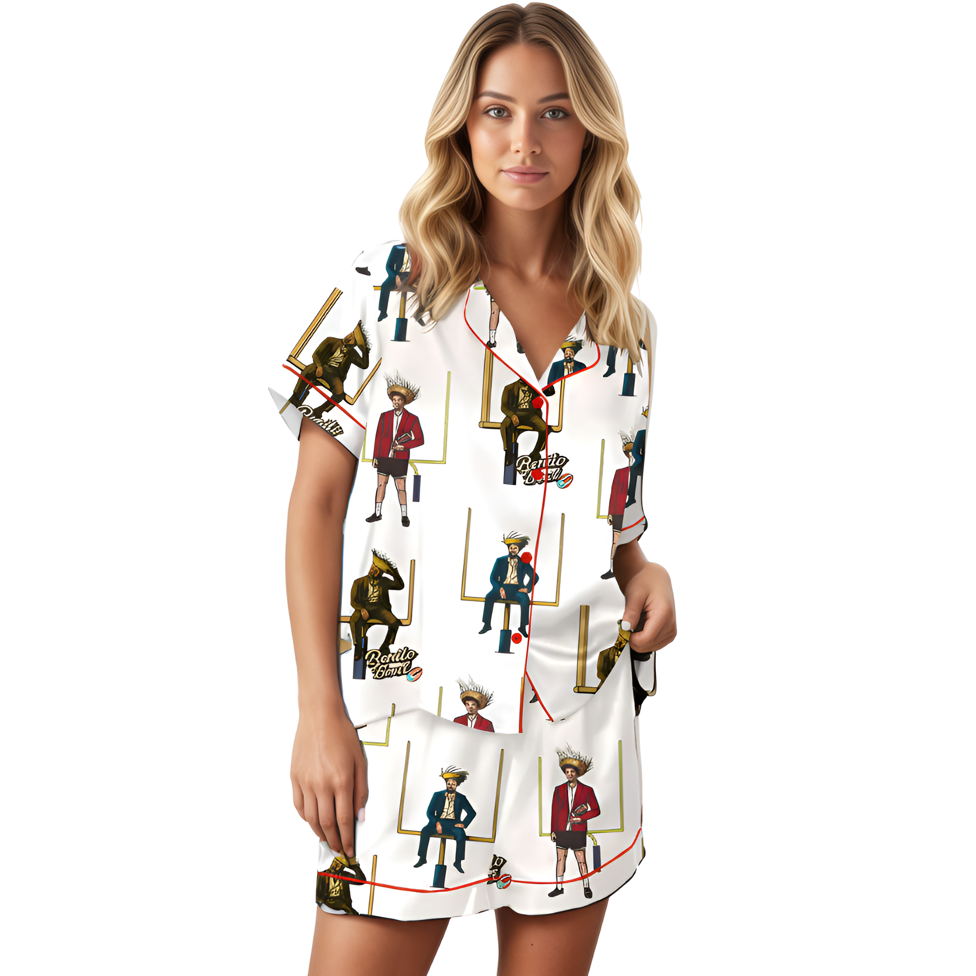 Benito Bowl Bad Bunny Satin Pajama Set