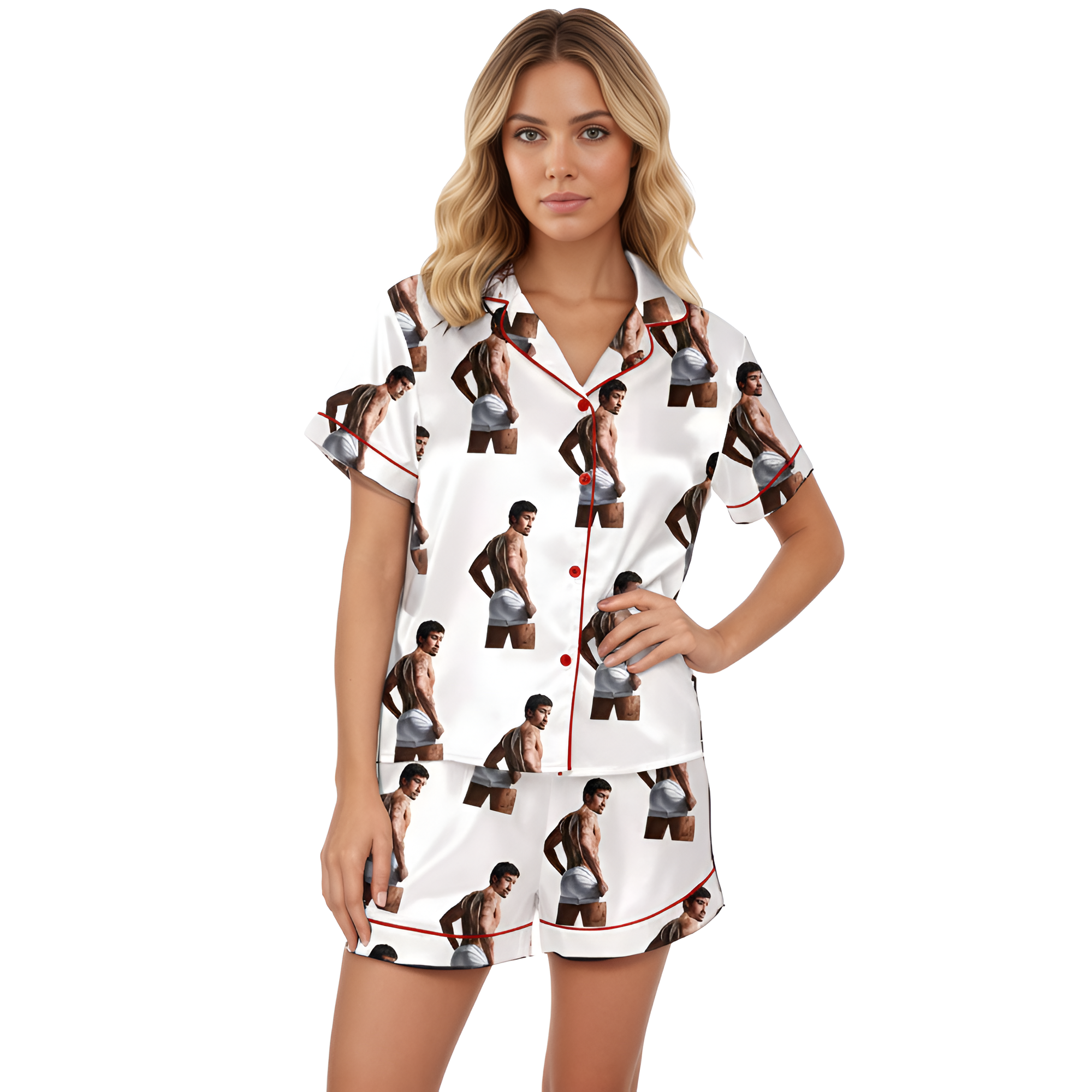 Bad Bunny Graphic Pattern Short Sleeve Pajama Set