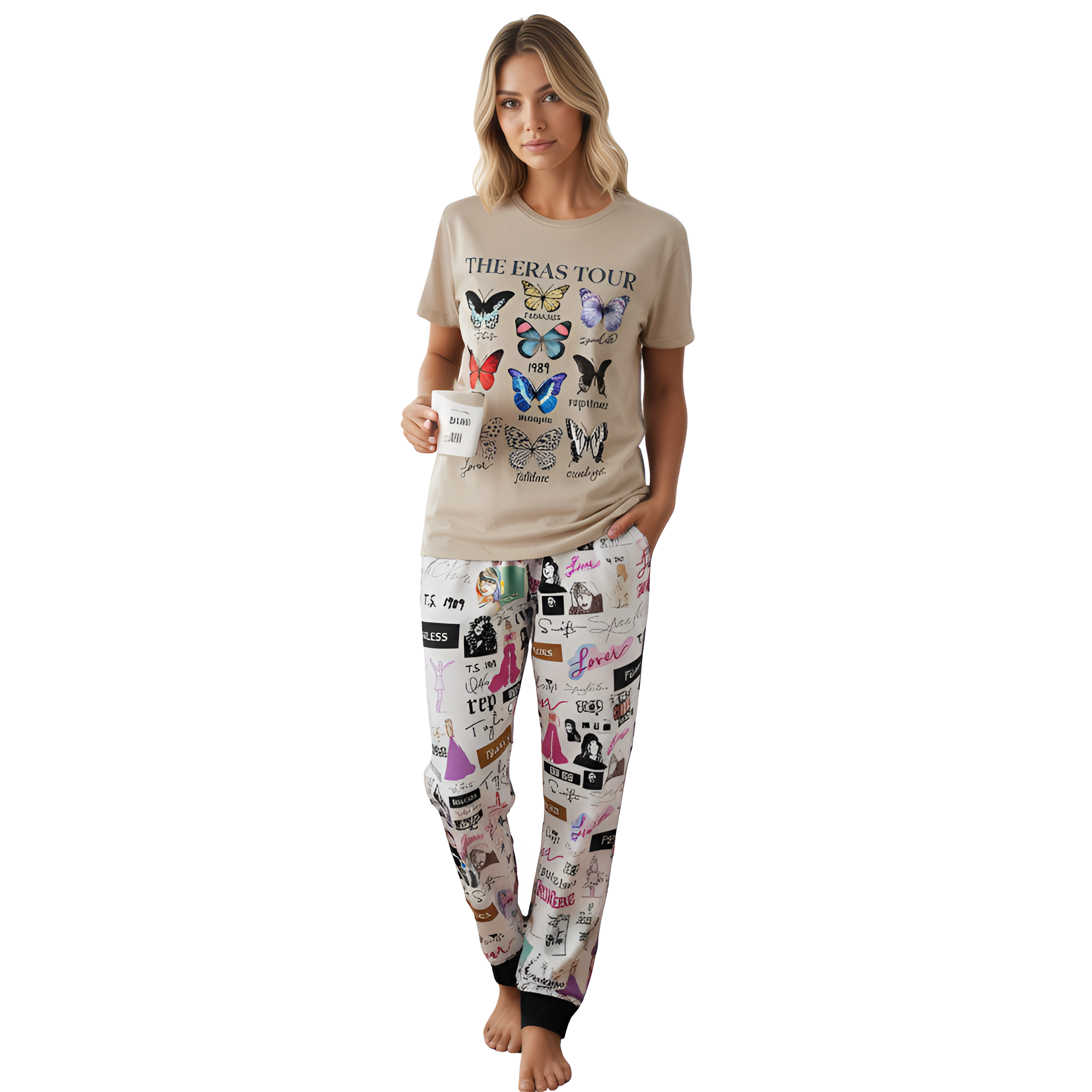Eras Tour Themed Taylor Swift Christmas Pajamas Set With Graphic Prints
