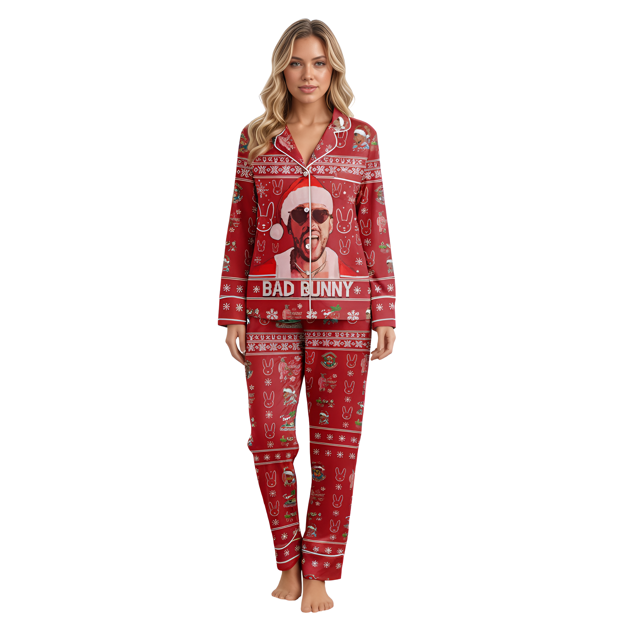 Christmas Bad Bunny Pajamas Set