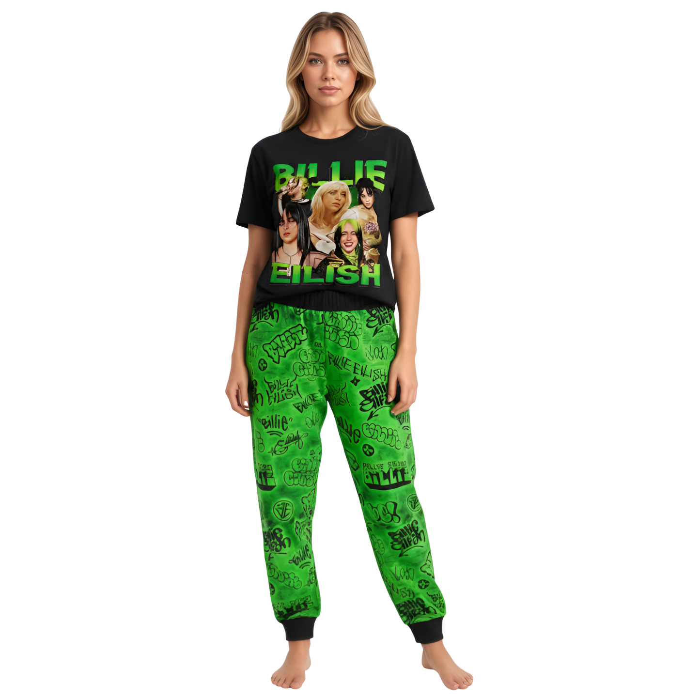 Comfortable And Stylish Billie Eilish Tour Themed Pajamas Set
