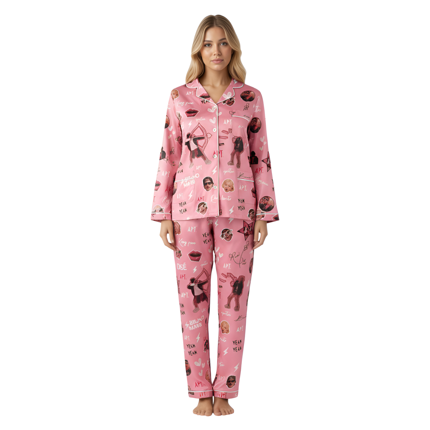 Bruno Mars Apt With Rose Christmas Pajama Set Holiday Sleepwear