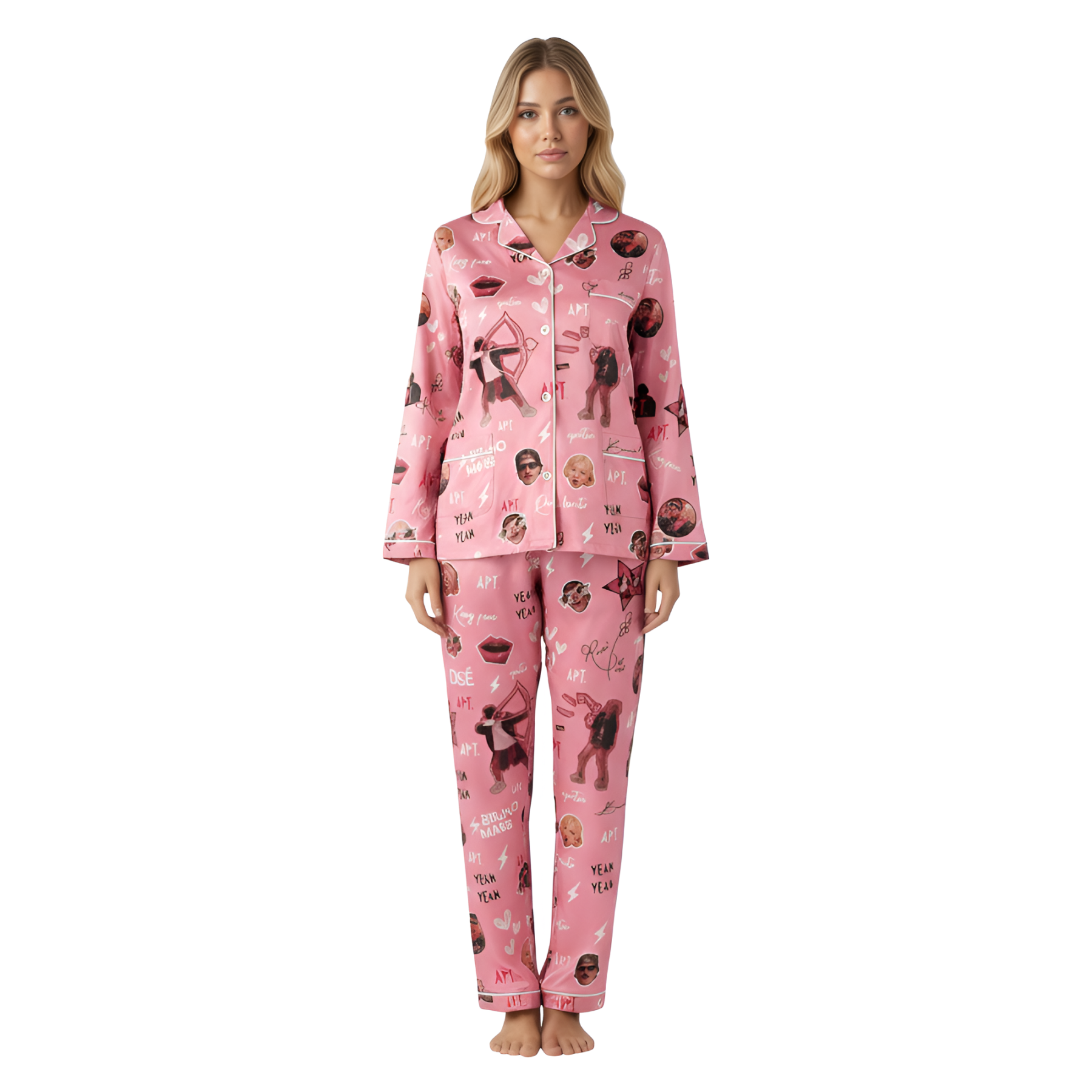 Bruno Mars Apt With Rose Christmas Pajama Set Holiday Sleepwear