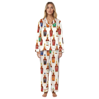 Party Pajama Set With Bottle Prints For Women