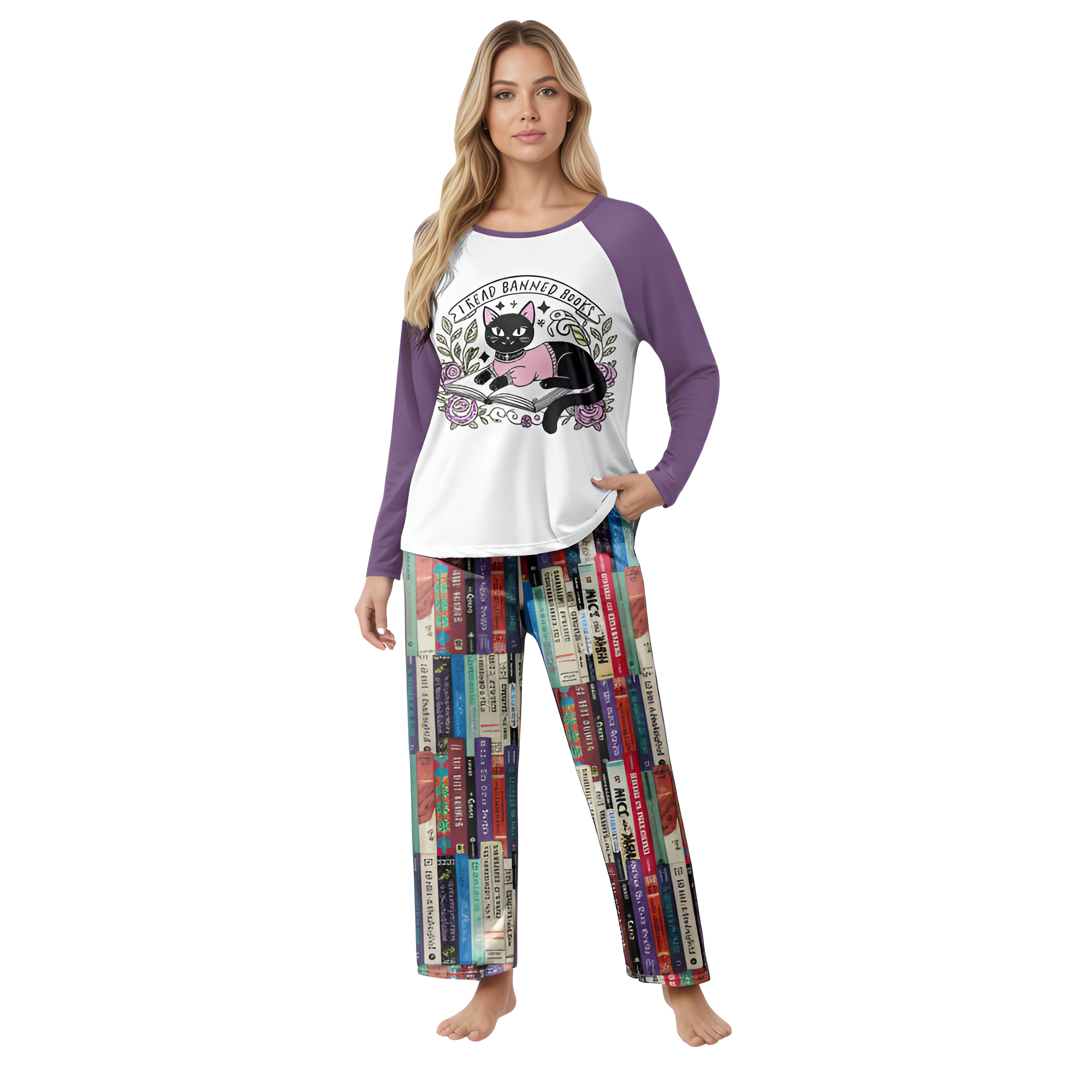Books Inspired Themed Raglan Lounge Pajamas Set