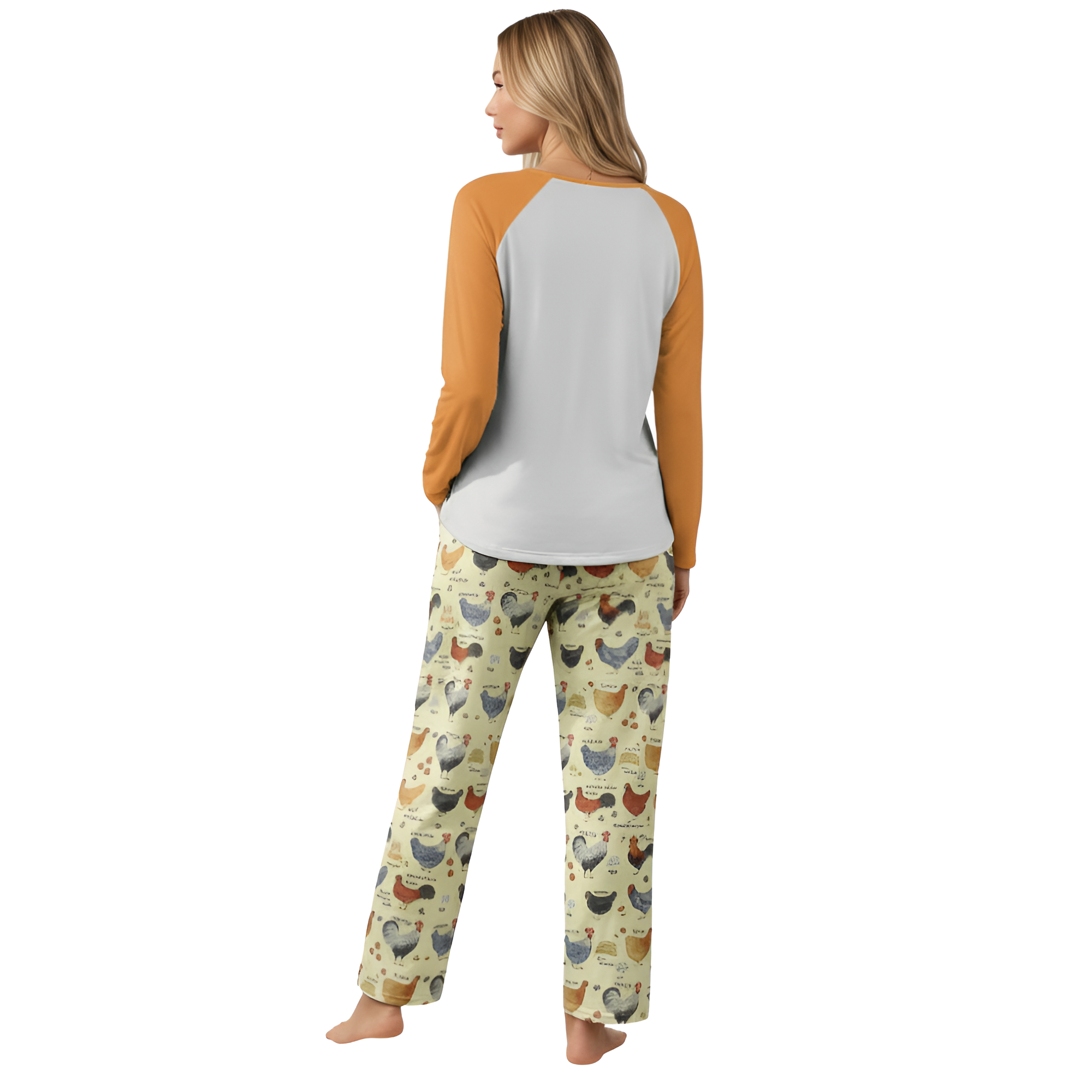 Funny Chicken Theme Pajama Set With Socks