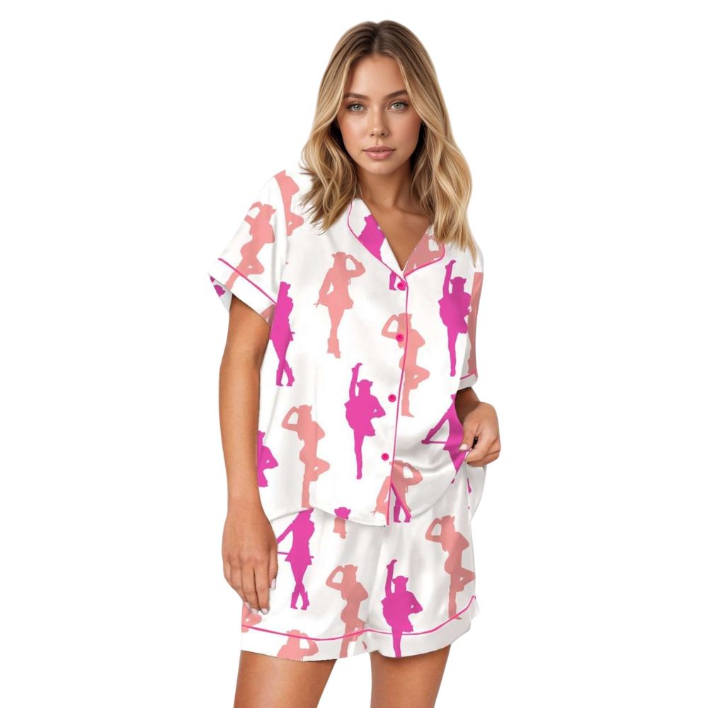 Stylish Drill Dance Silky Pajama Set