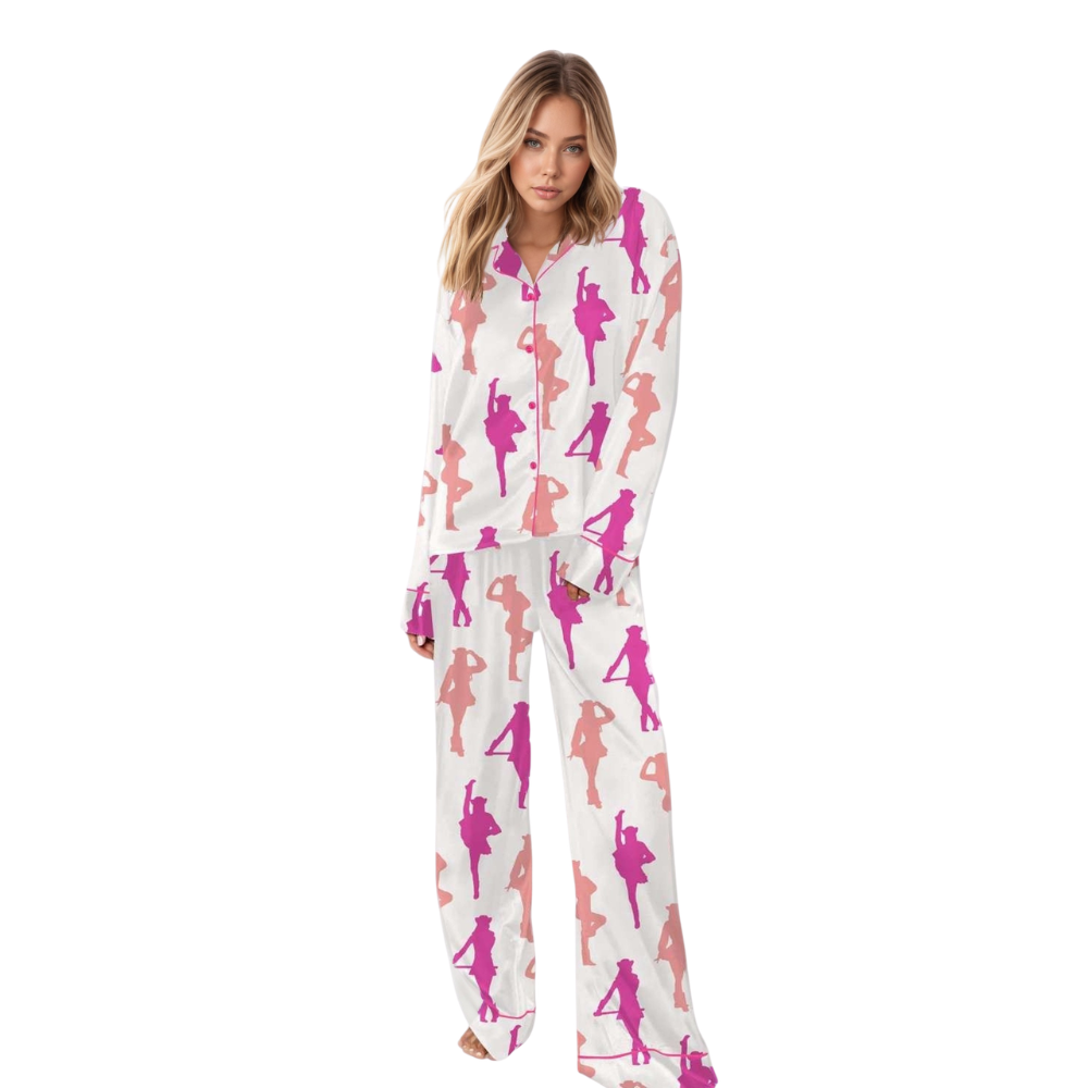 Stylish Drill Dance Silky Pajama Set