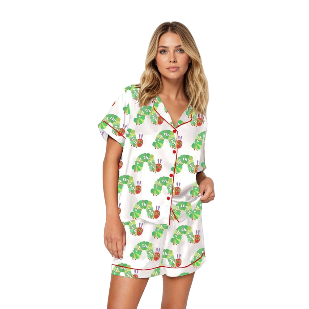 Caterpillar Graphic Design Pajama Set
