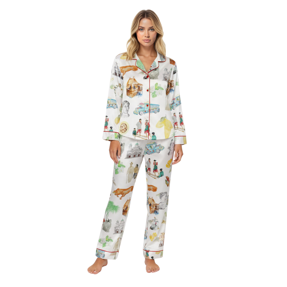 Philippines Filipino Printed Satin Pajama Set