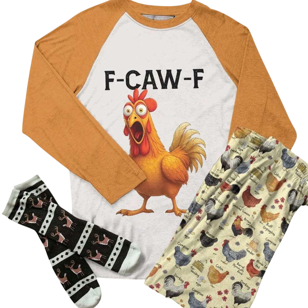 Funny Chicken Theme Pajama Set
