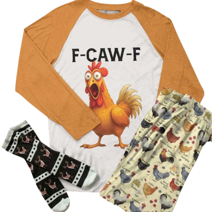Funny Chicken Theme Pajama Set