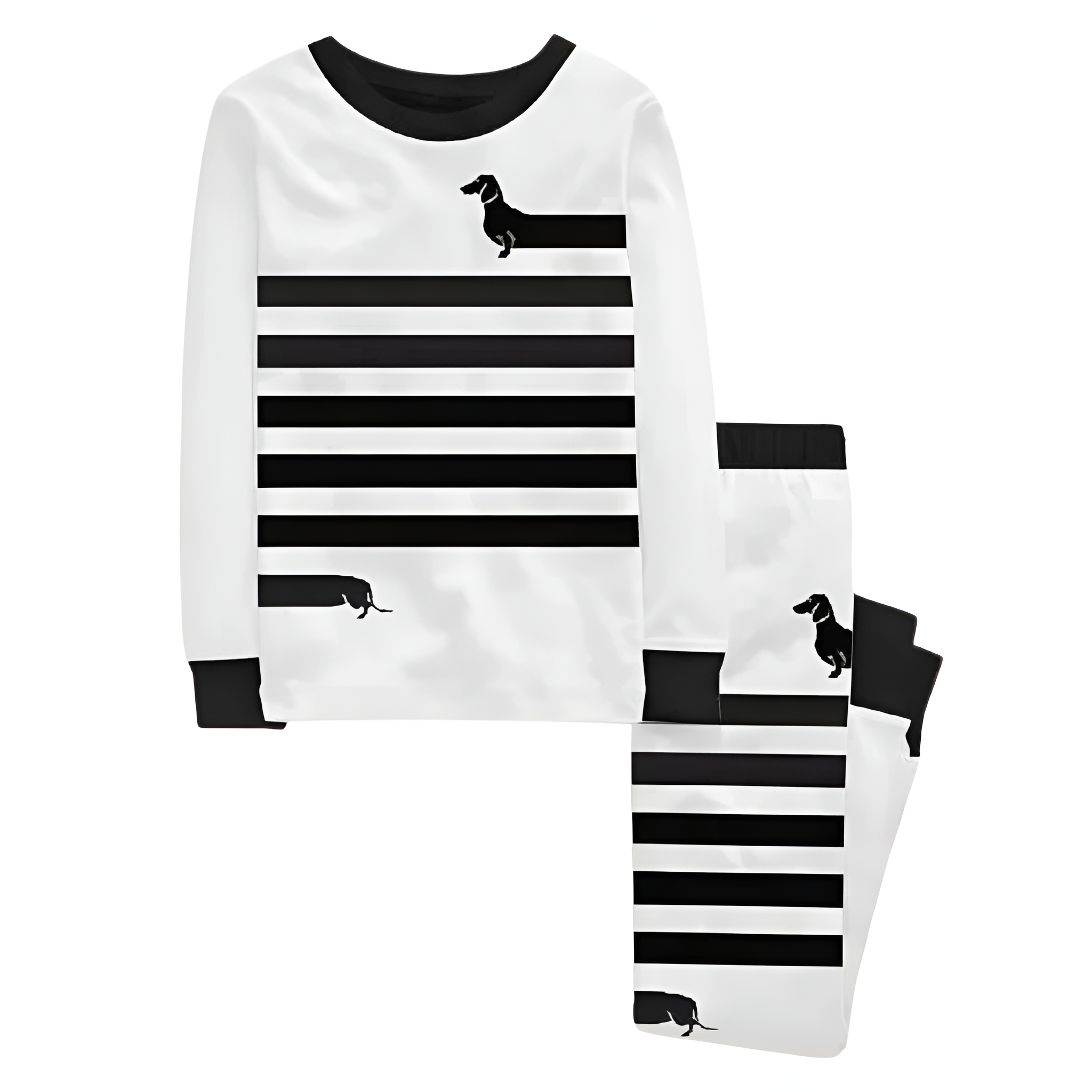 Dachshund Stripe Print Long Pajama Set