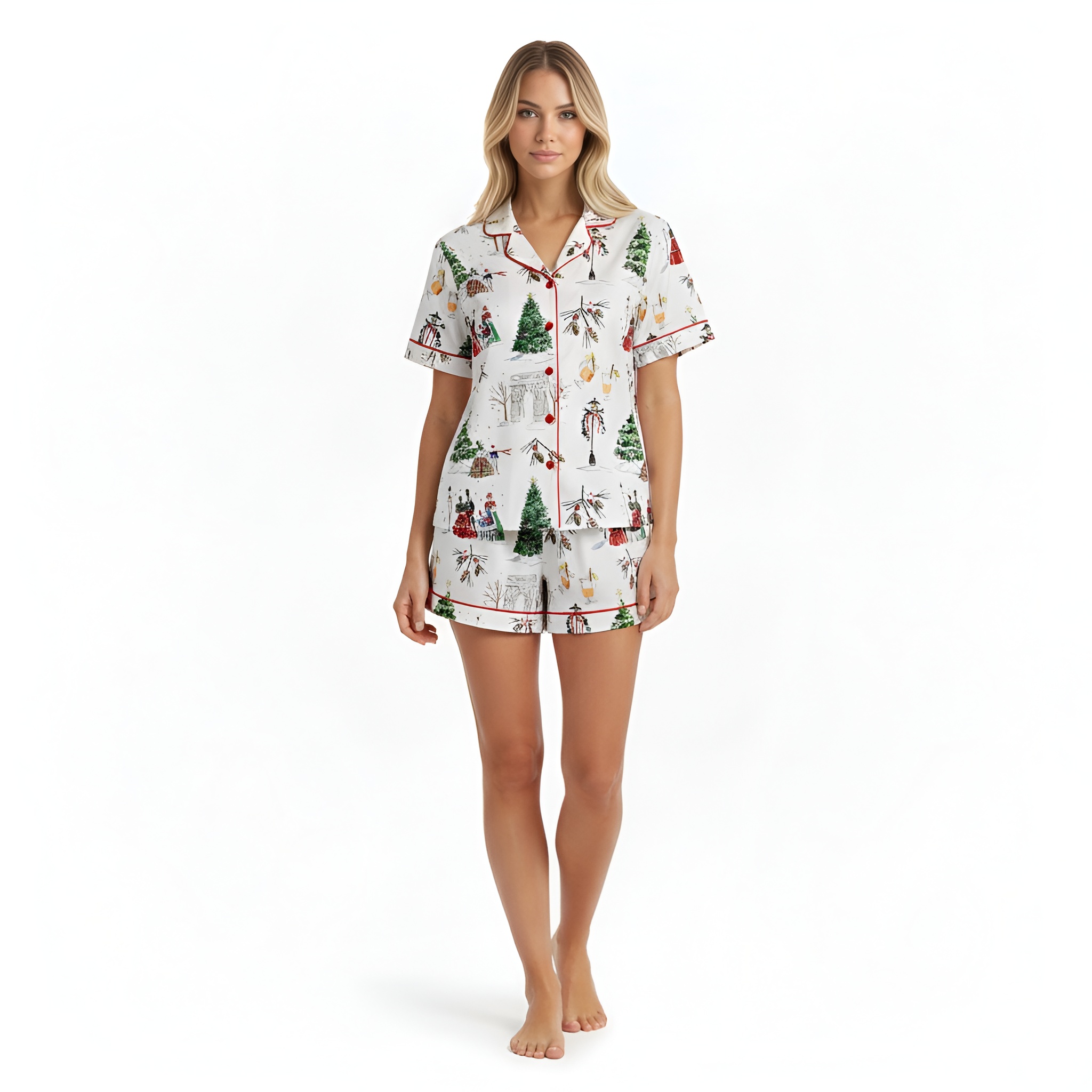 Watercolor Christmas Winter Pajama Set