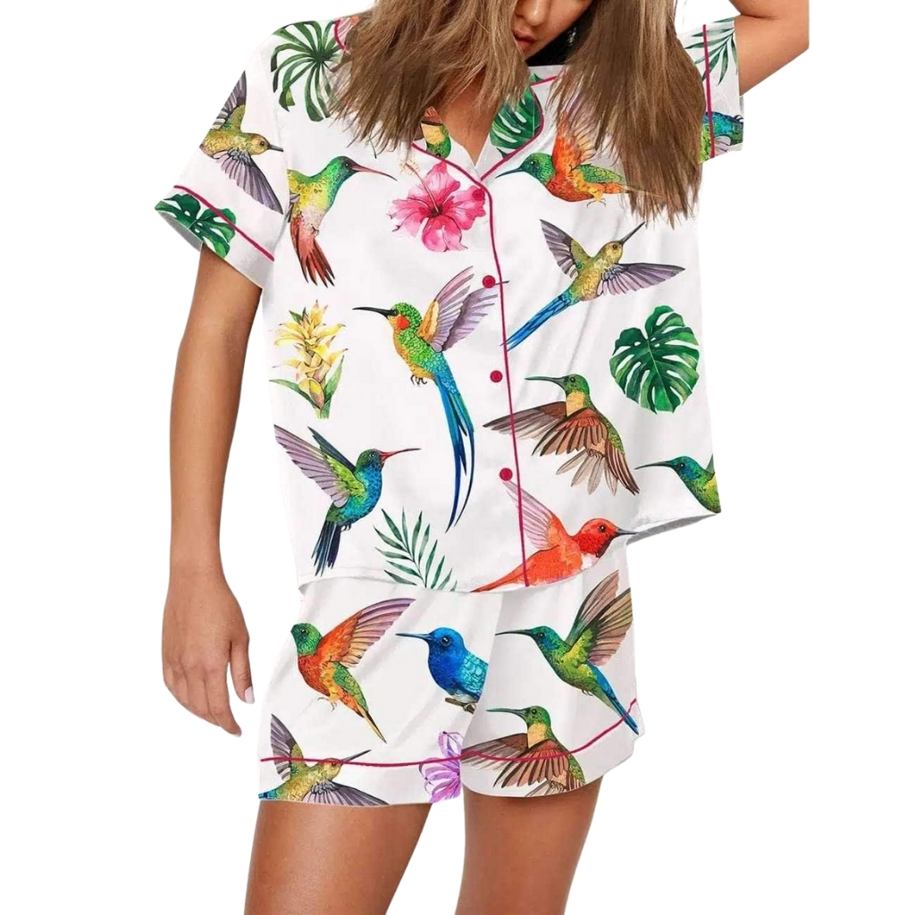 Watercolor Hummingbird Print Pajamas