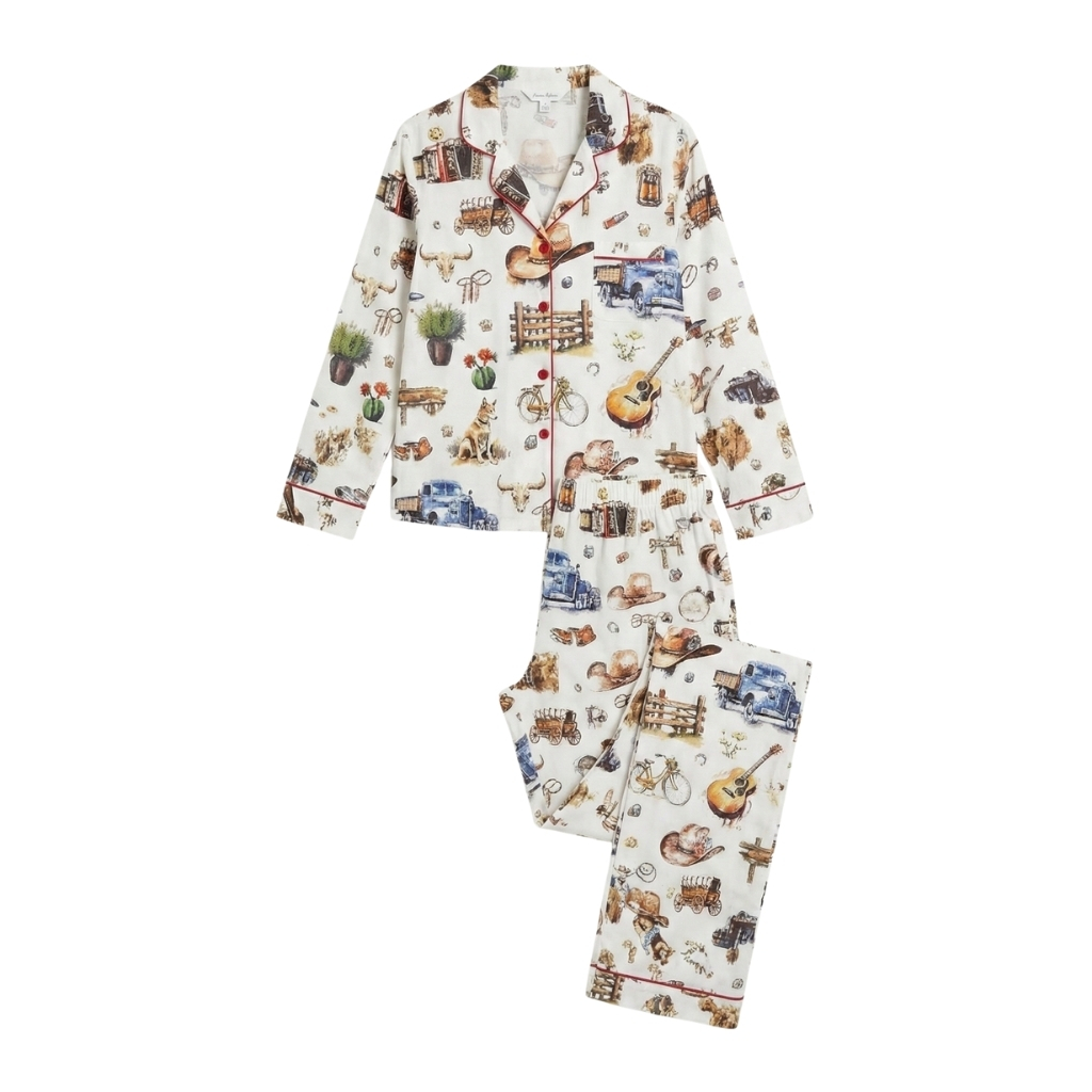 Western Icons Satin Pajama Short Set