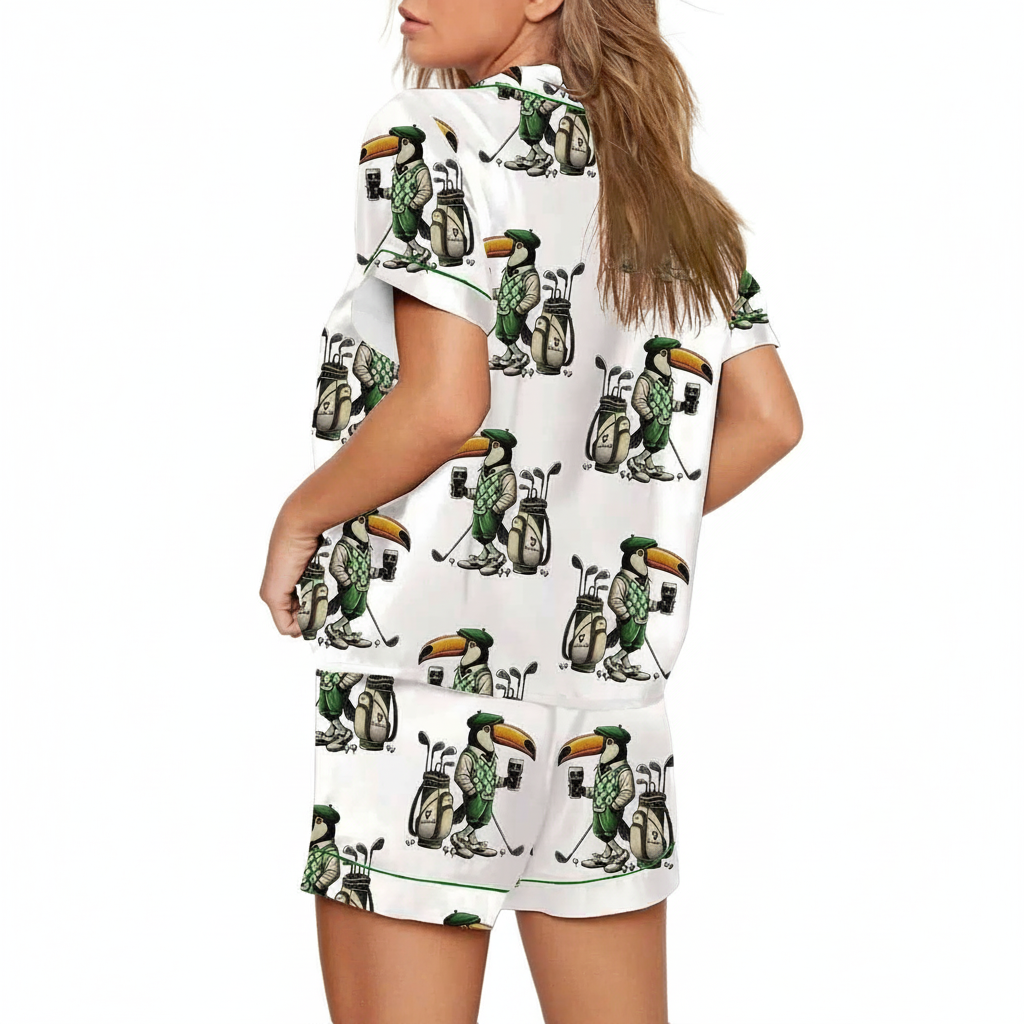 Toucan Golf Print Satin Pajama Set