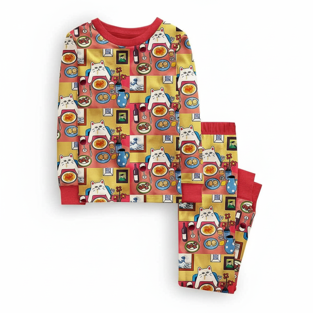 More Spaghetti Less Upsetti Printed Pajama Set
