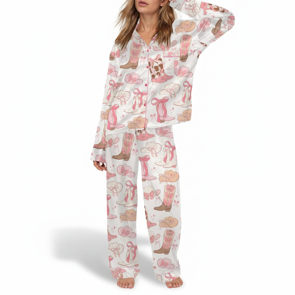 Cowgirl Coquette Satin Pajama Set