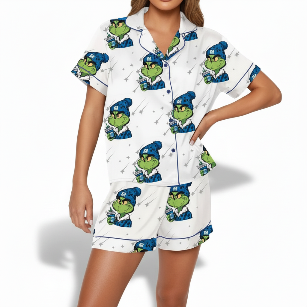 Grnch Detroit Football Print Pajama Set