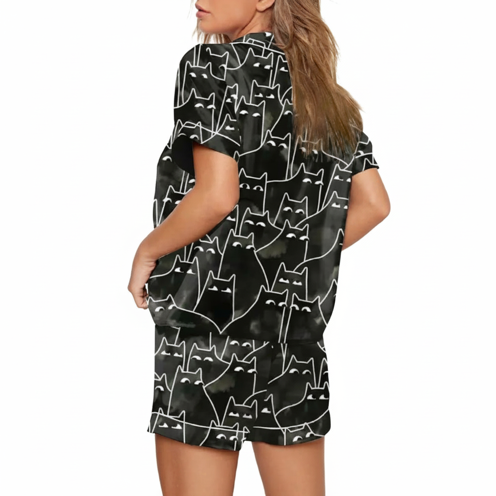 Cats Line Art Print Pajama Set