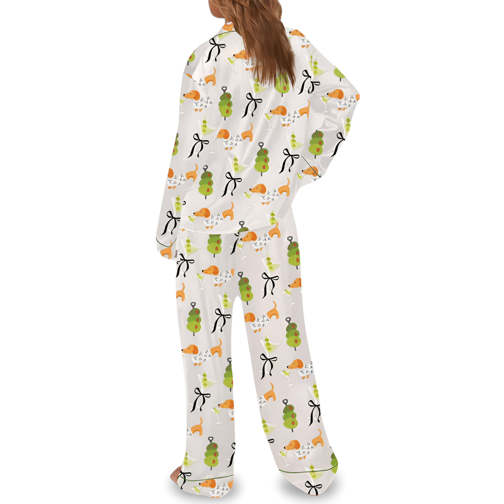 Dachshund Pattern Long Sleeve Sleepwear Set