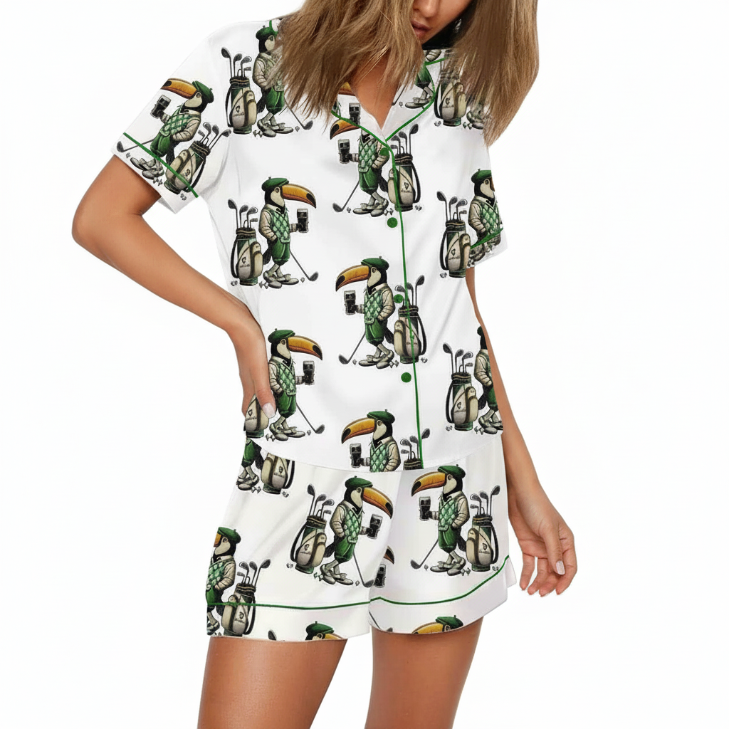 Toucan Golf Print Satin Pajama Set