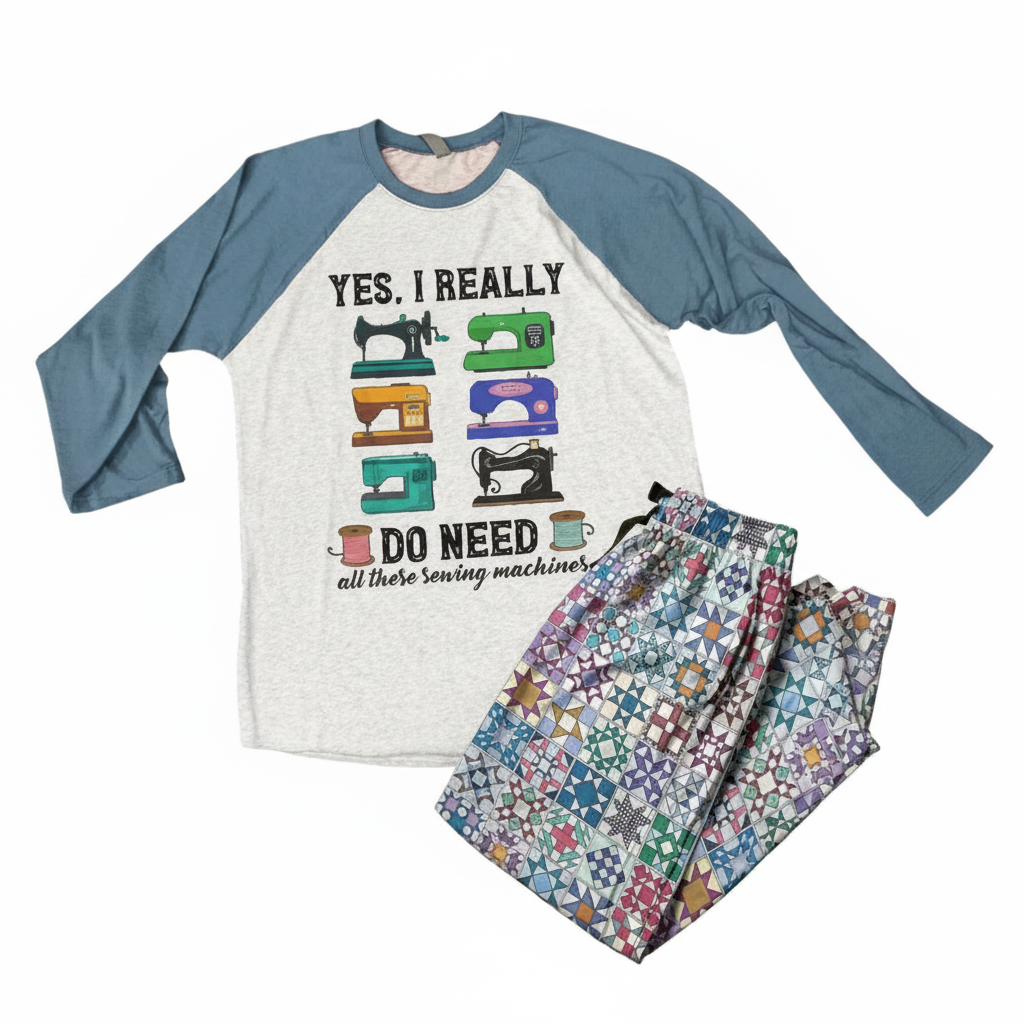 Sewing Machine Lounge Pajama Set For Women