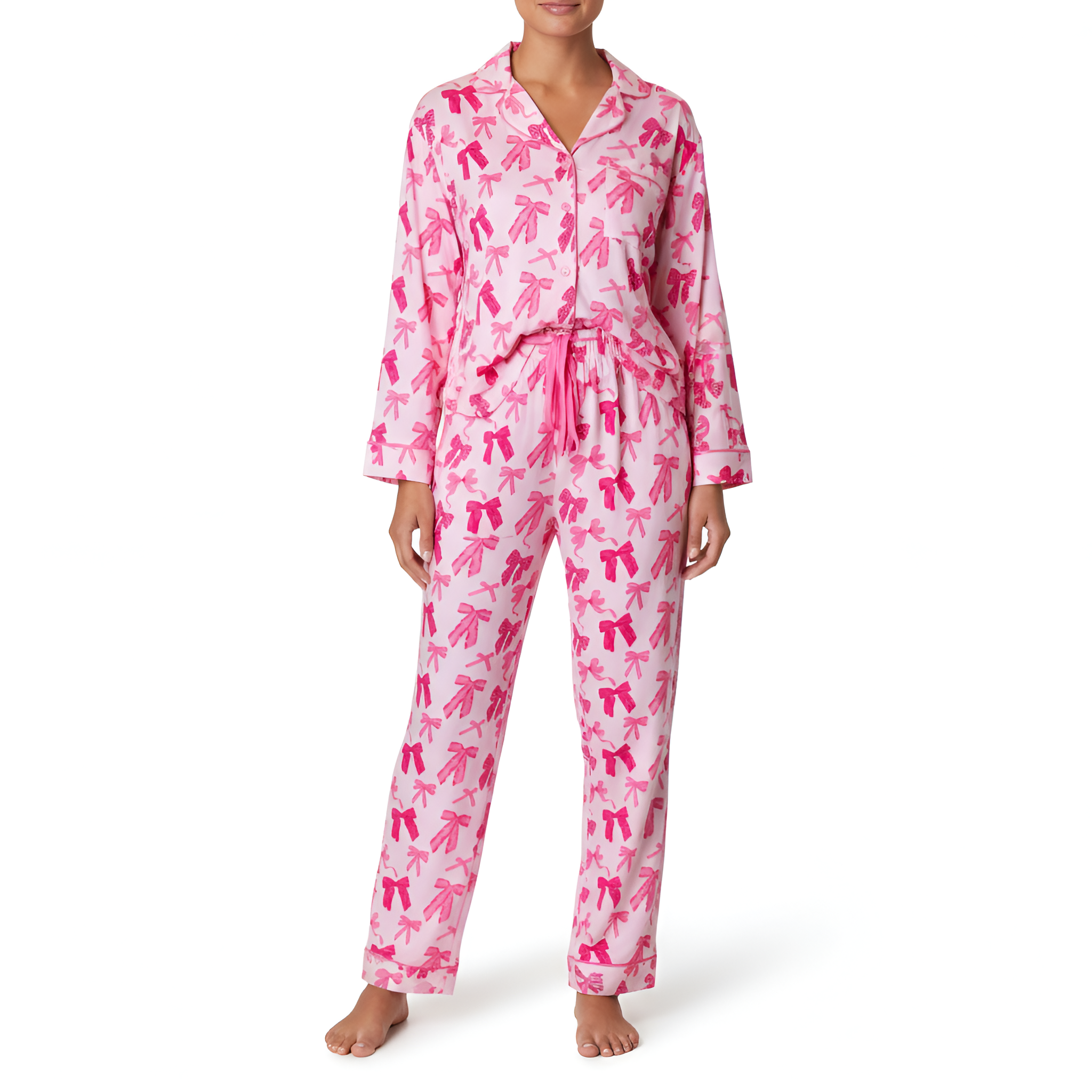 Bow Printed Pajama Set