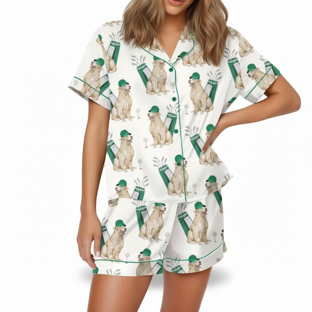 Golden Retriever Golf Themed Pajama Set