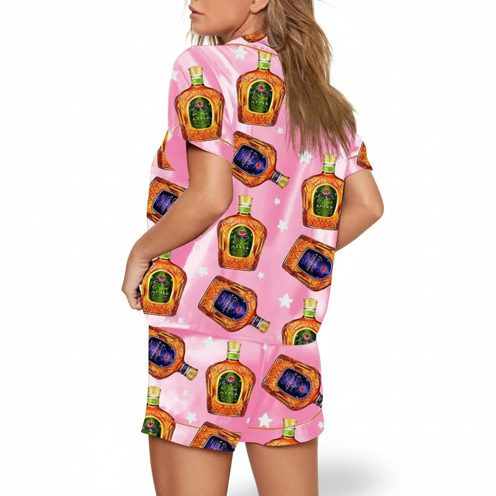 Crown Royal Print Satin Pajama Set