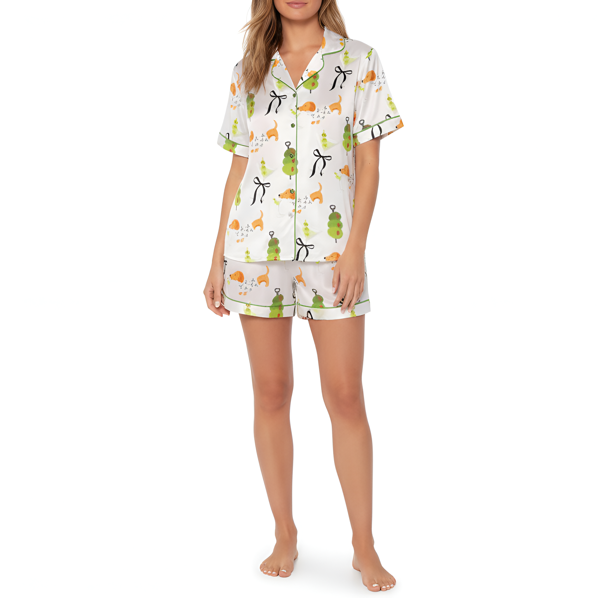 Dachshund Pattern Long Sleeve Sleepwear Set
