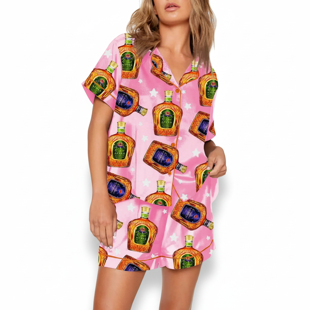 Crown Royal Print Satin Pajama Set