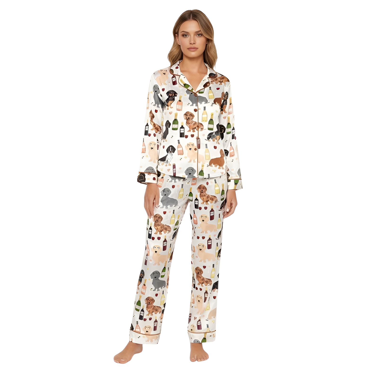 Dachshund Illustrated Button Front Sleep Set