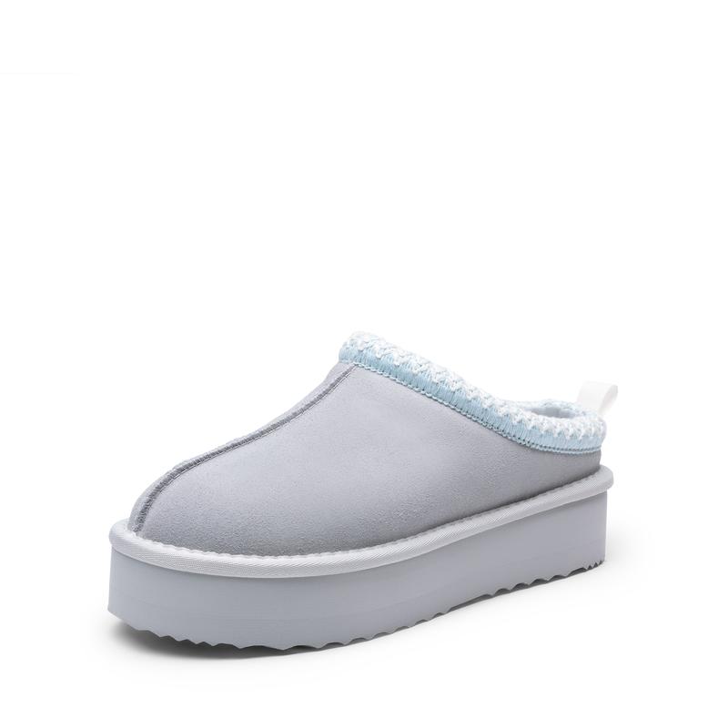 Casual Suede Platform Faux Fur Slippers For Women