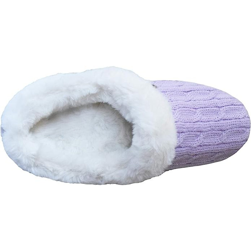 Cable Knit Memory Form Slipper With Rubber Sole