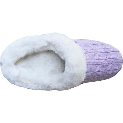 Cable Knit Memory Form Slipper With Rubber Sole