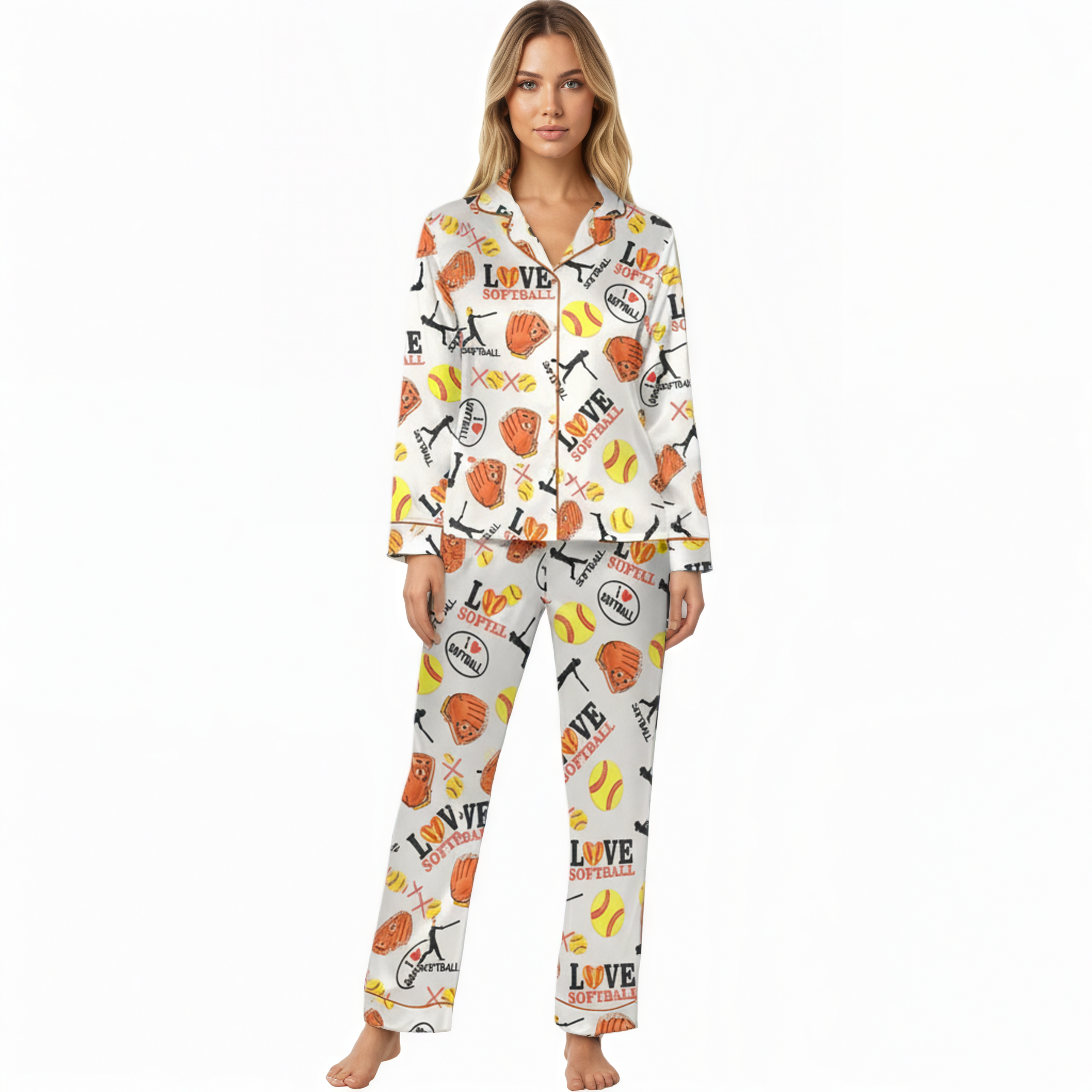Softball Themed Pajama Set Loungewear