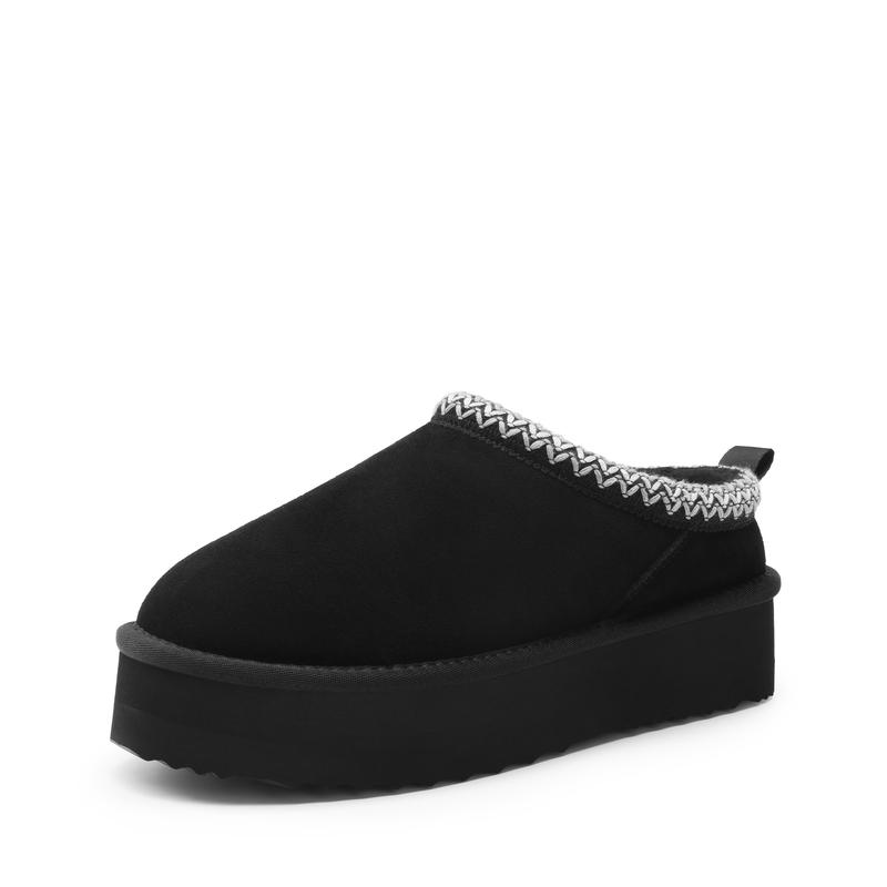 Casual Suede Platform Faux Fur Slippers For Women