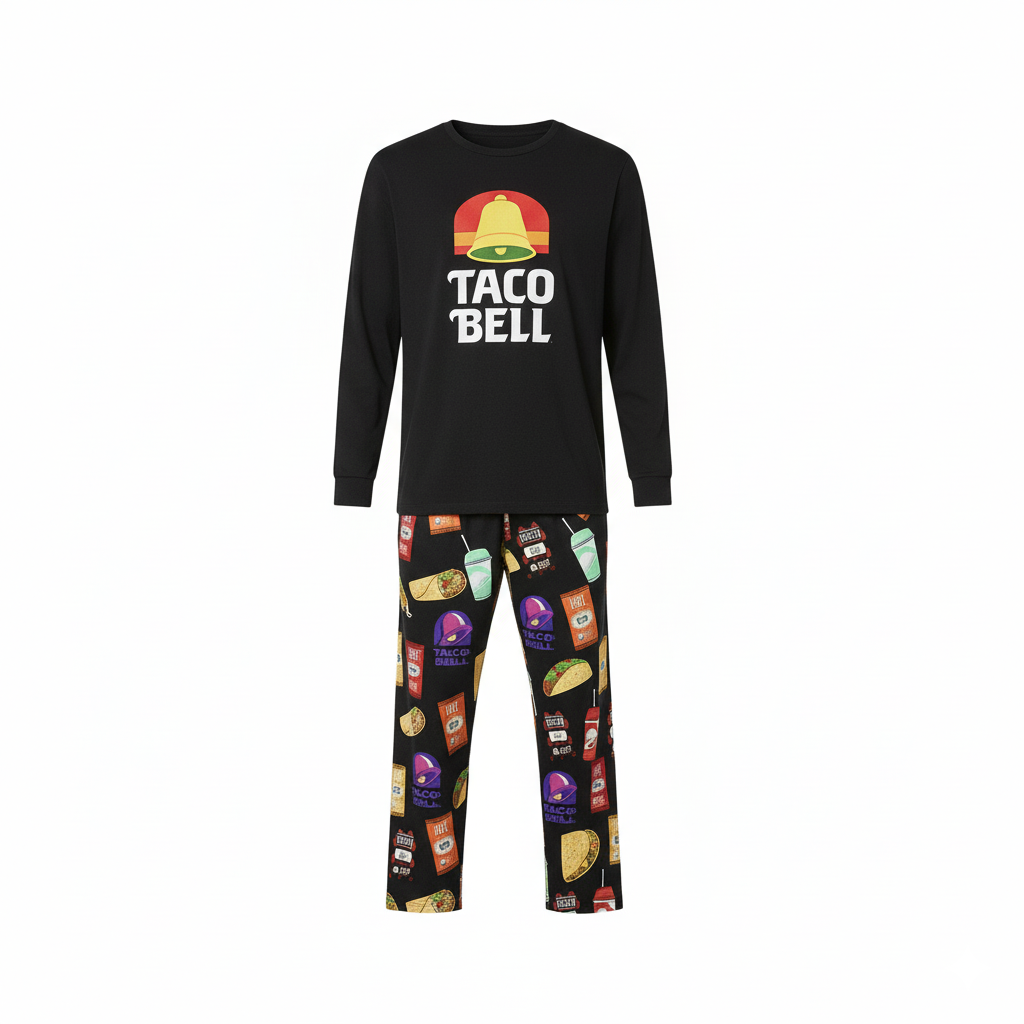 Taco Print Pajama Set With Short Sleeves And Shorts