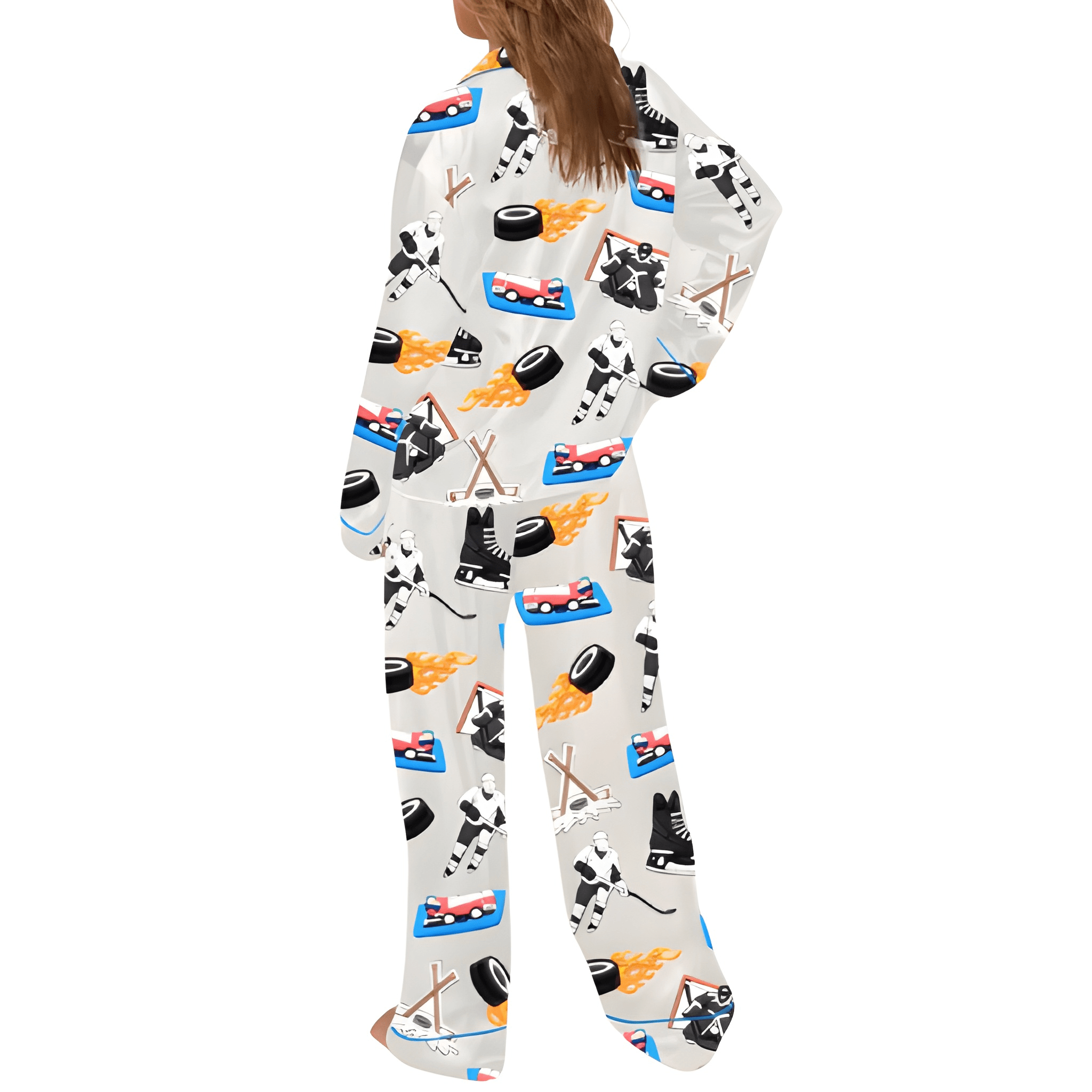 Hockey Collection Print Satin Pajama Set