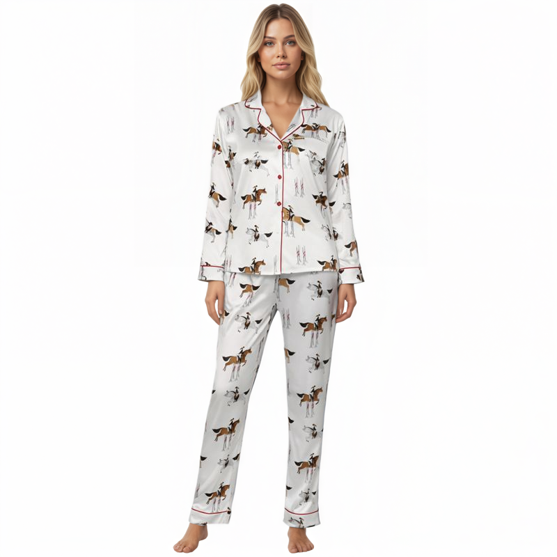 Horse Riding Print Pajama Set