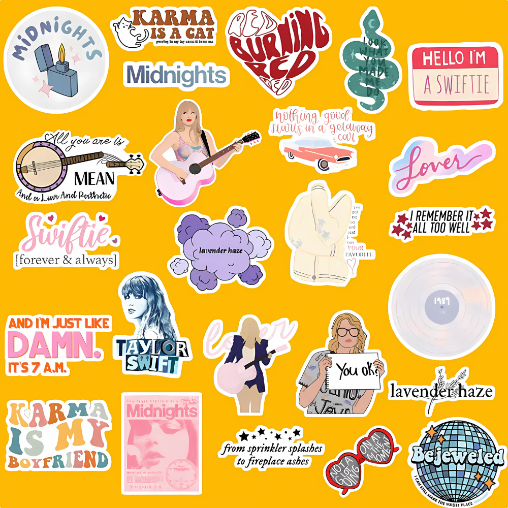 Iconic Singer Swifty Sticker Bundle 50 Pack For Laptops And Notebooks