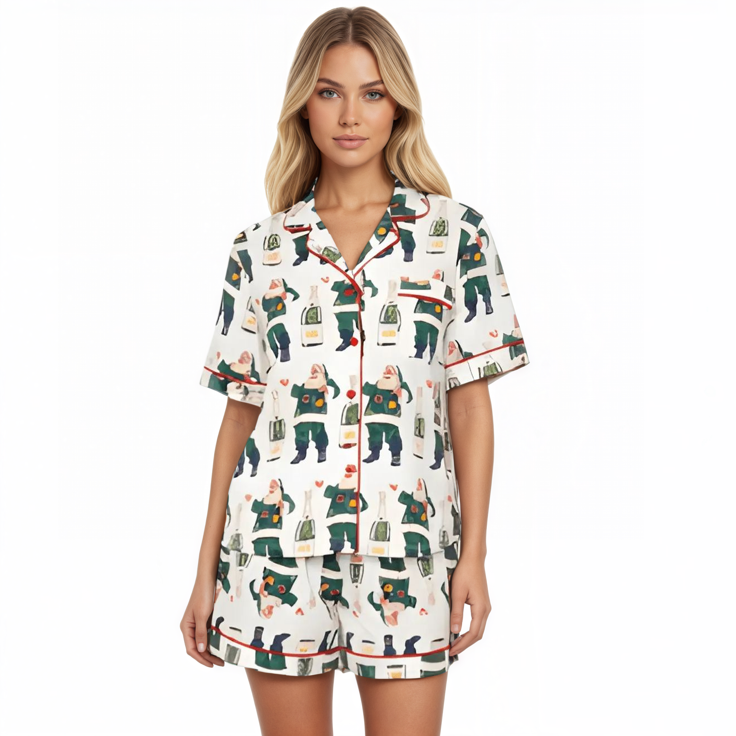 Christmas Santa Bottle Themed Pajama Set