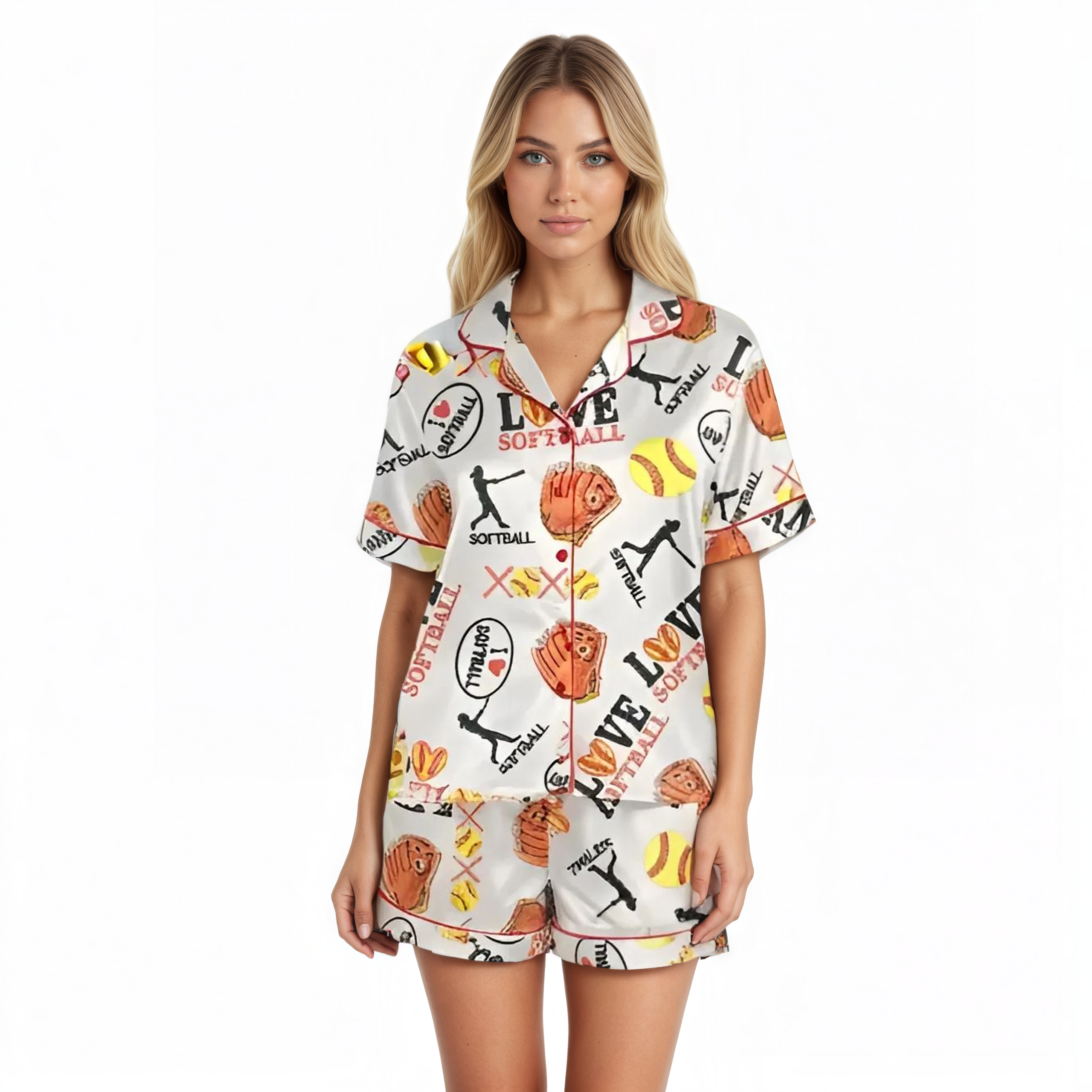 Softball Themed Pajama Set Loungewear