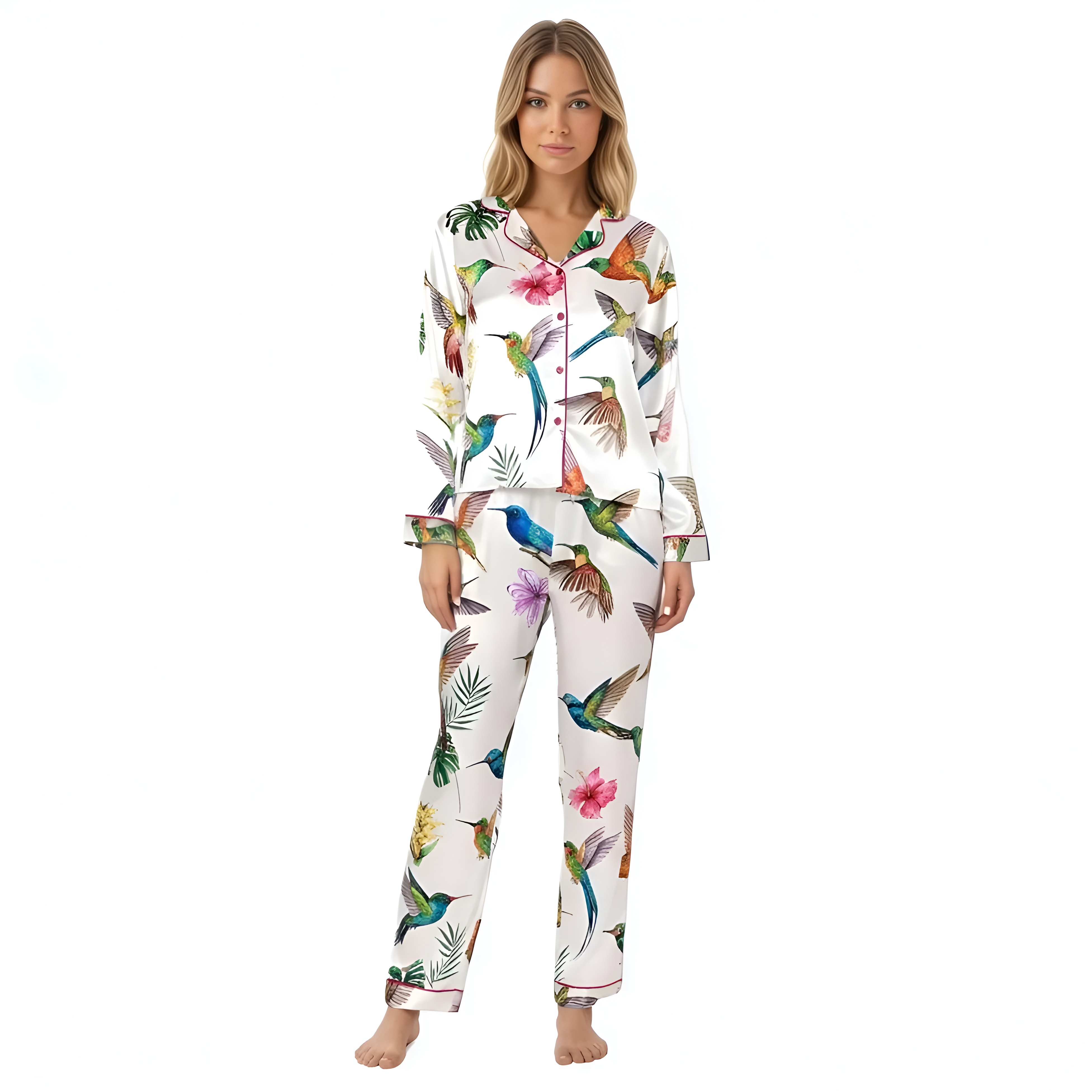 Watercolor Hummingbird Print Pajamas
