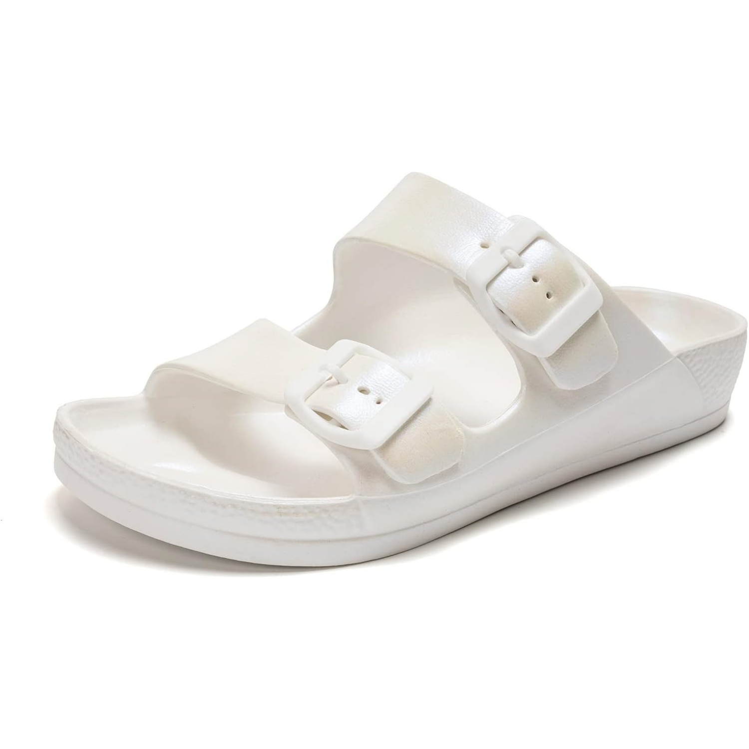 Arch Support Foam Slip On Flat Beach Comfort Slides Sandals with Adjustable Buckle for Women