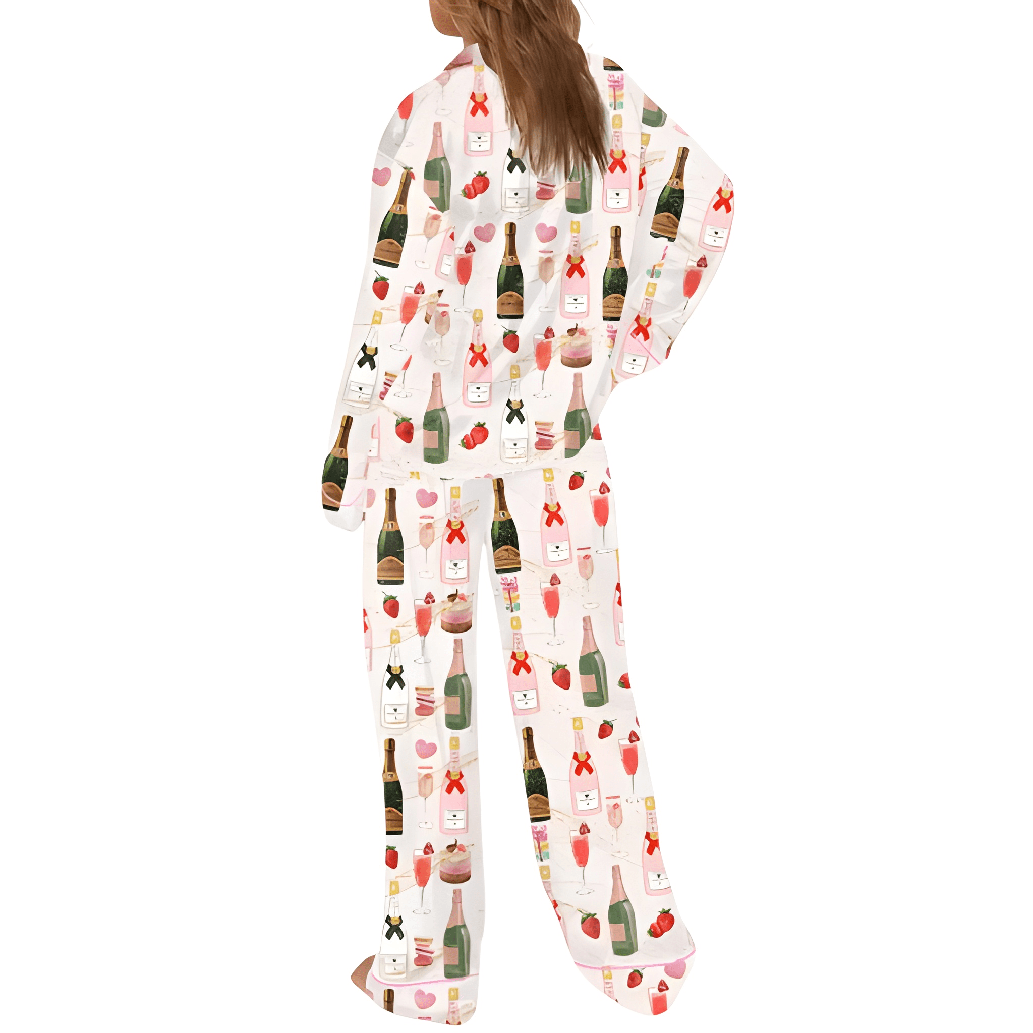Christmas Champagne Print Pajama Set 