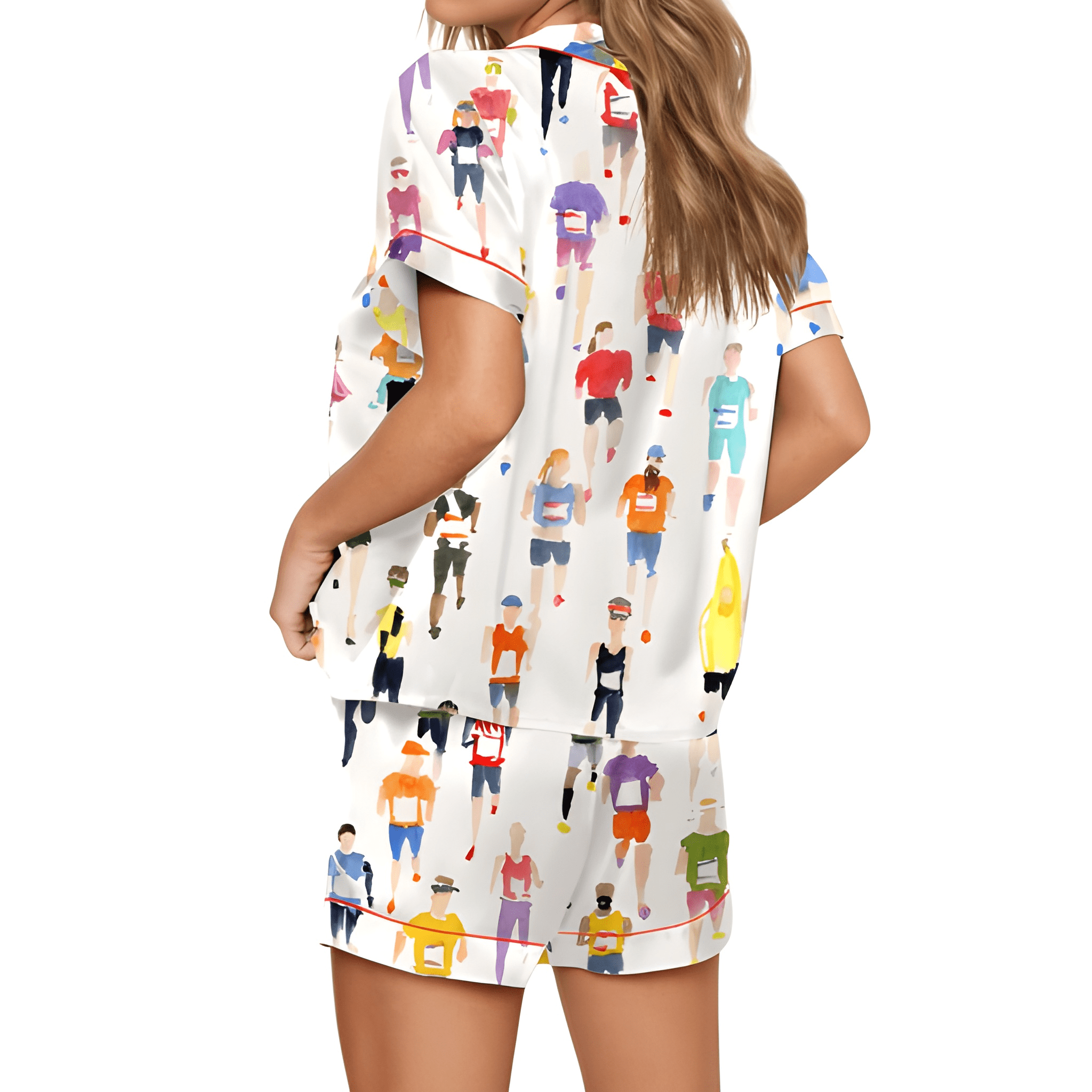Marathon Runner Themed Design Printed Pajama Set